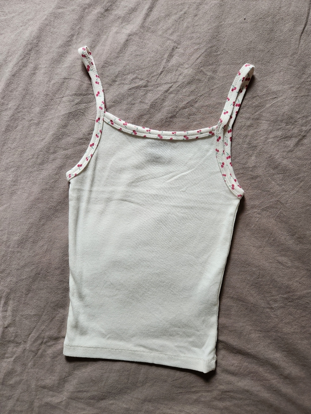 Harlow Cherry Patterned Ribbed Tank Top - Size Small - Picture 1 of 9